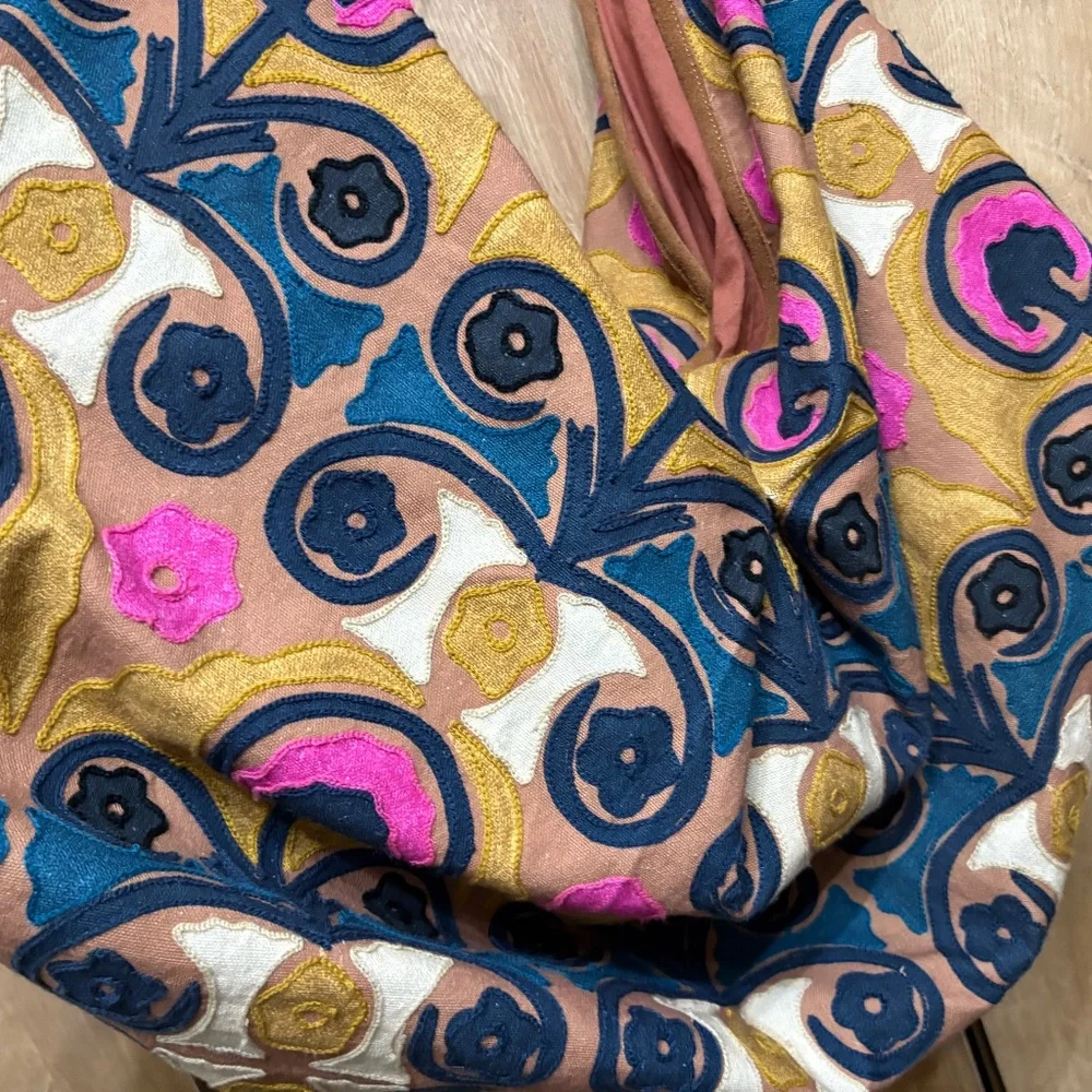 Free People Hypnotized Boho Slouchy Hobo Tote- Jewel Tone EUC - Picture 5 of 13